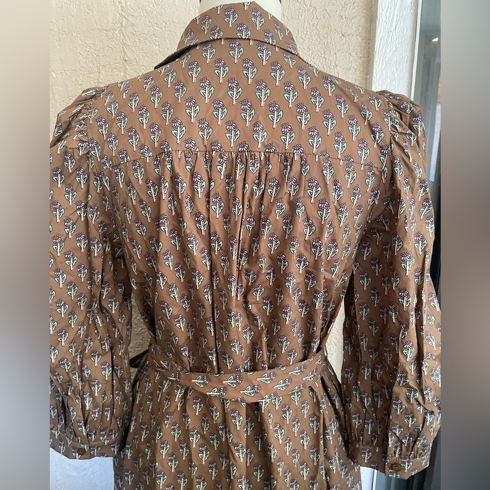 JODIFL Brown Printed Midi Dress with Tie Waist - Picture 7 of 7